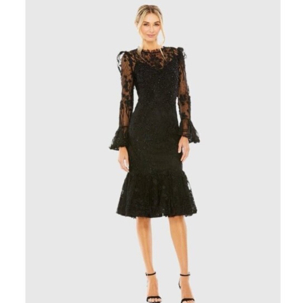 Mac Duggal Elegant Black Midi Dress